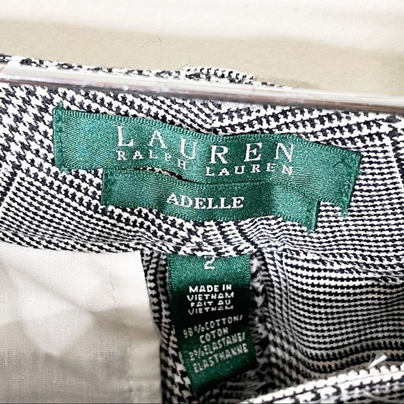 Ralph Lauren Green Label Black Houndstooth Adelle Crop Dress Pants Size 2 US - Picture 3 of 5